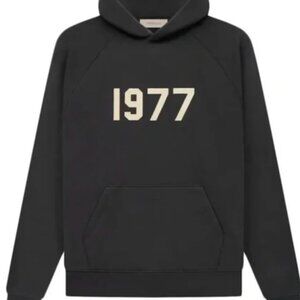 (S) NWT $280 Fear of God Essentials 1977 Hoodie Iron Black